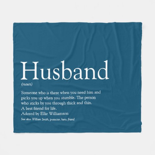 Modern Blue Fun Husband Definition Fleece Blanket