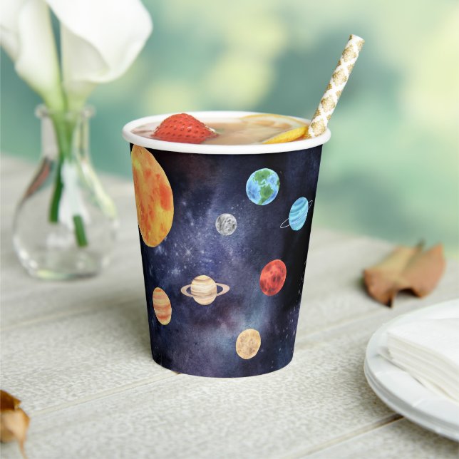 Modern Blue Galaxy Planets Space Paper Cups (Insitu)