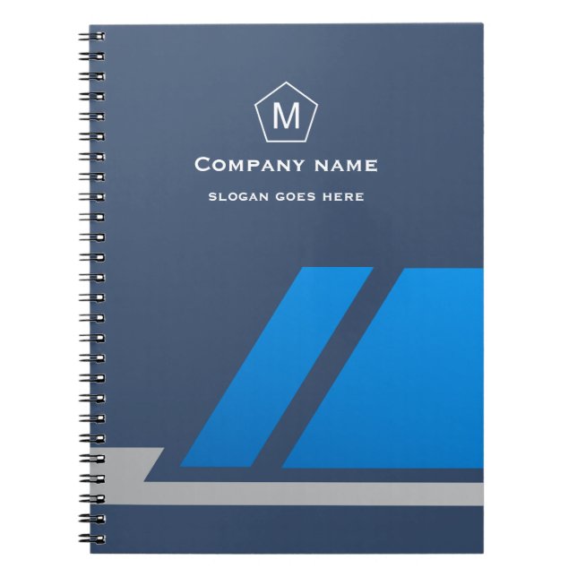 Modern Blue Geometric Business Notebook (Front)