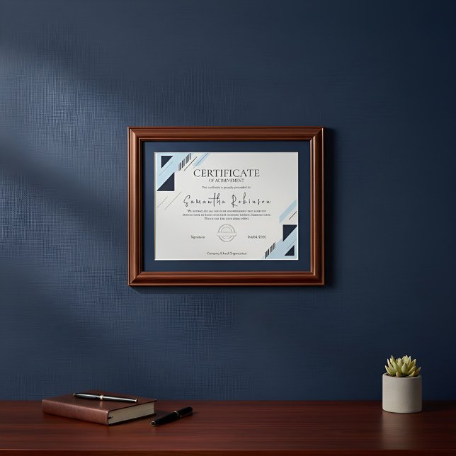 Modern Blue Geometric Certificate of Achievement  (Creator Uploaded)