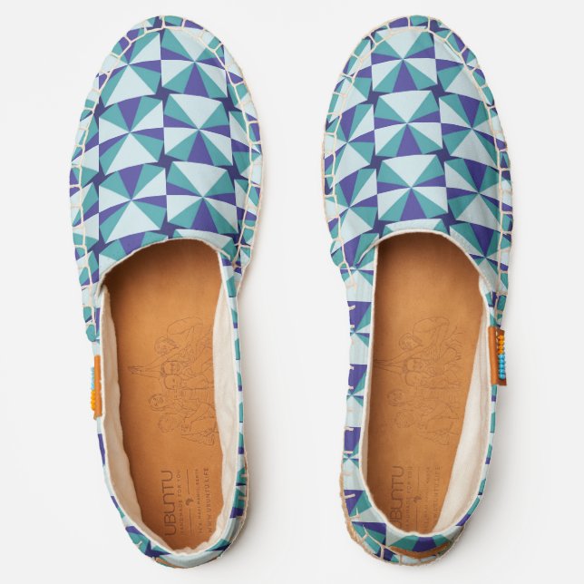 Modern Blue Geometric Pattern Espadrilles (Front)