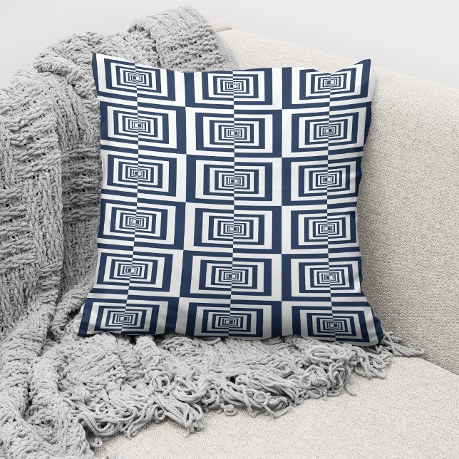 Modern Blue Geometric Pattern Throw Pillow (Creator Uploaded)