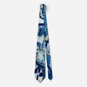 Modern Blue Geometric Shapes Neck Tie