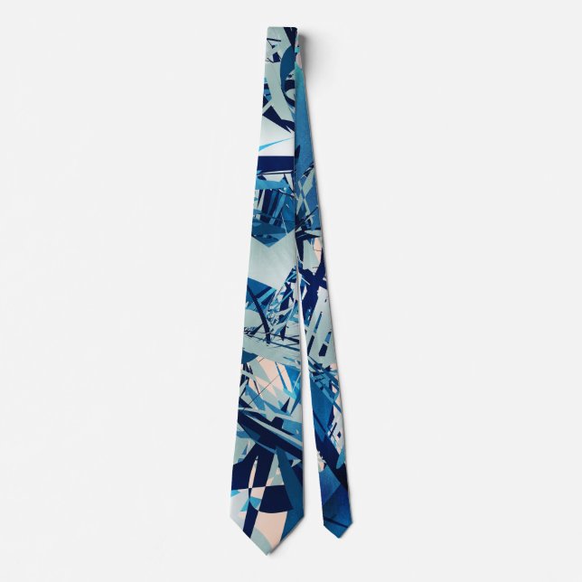 Modern Blue Geometric Shapes Neck Tie (Front)