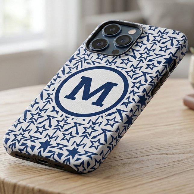 Modern Blue Geometric Star Personalized Iphone Case (Creator Uploaded)