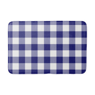 Modern Blue Gingham Bath Mat