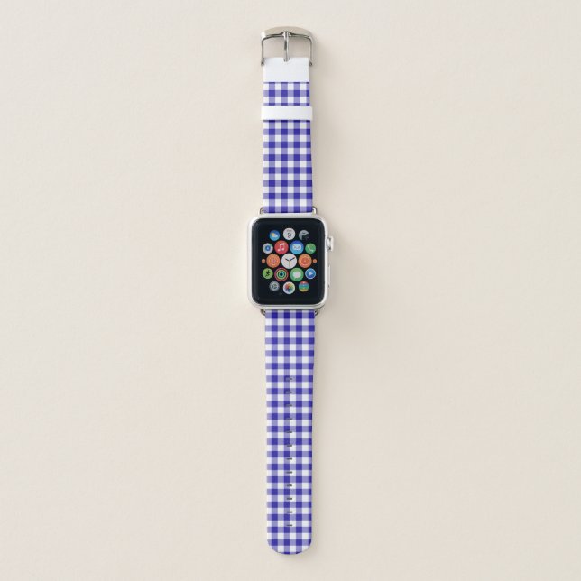 Modern Blue Gingham Pattern Apple Watch Band (Front)