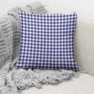 Modern Blue Gingham Pattern Throw Pillow