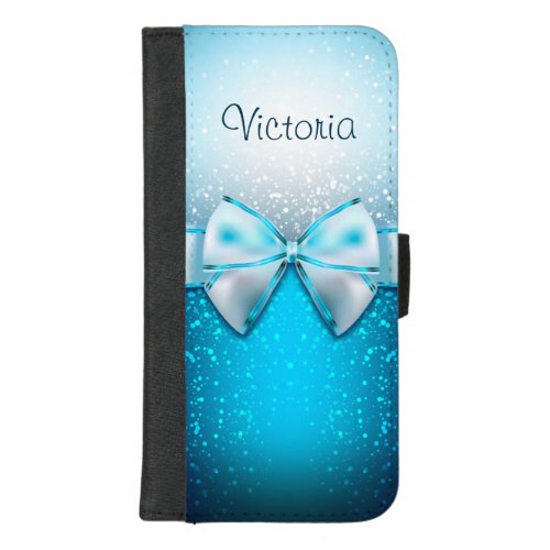 Modern Blue Glitter iPhone 87 Plus Wallet Case