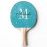 Modern Blue Glitter Monogram Personalized Name Ping Pong Paddle