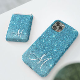 Modern Blue Glitter Sparkles Personalized Name iPhone 11Pro Max Case