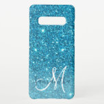 Modern Blue Glitter Sparkles Personalized Name Samsung Galaxy S10  Case<br><div class="desc">Modern Blue Glitter Sparkles Personalized Name</div>