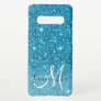 Modern Blue Glitter Sparkles Personalized Name Samsung Galaxy S10+ Case