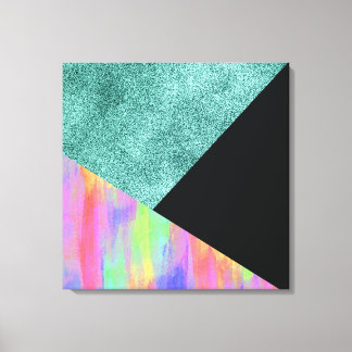 Modern Blue-Glitter With Pastel Geometric Style  Canvas Print