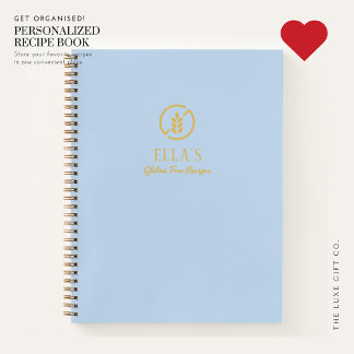Modern Blue Gluten Free Blank Recipe Book