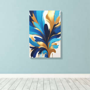 Modern Blue & Gold Abstract Painting Canvas Print