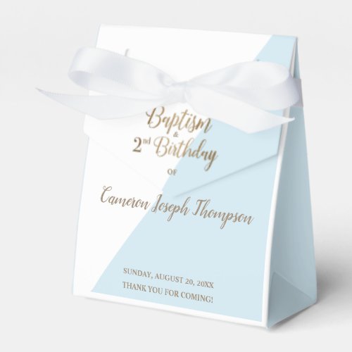 Modern Blue Gold Baby Boy Baptism 2nd birthday  Favor Boxes