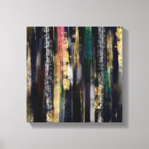Modern Blue Gold Brushstrokes Abstract Painting Canvas Print