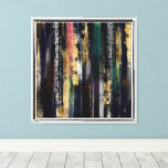 Modern Blue Gold Brushstrokes Abstract Painting Canvas Print