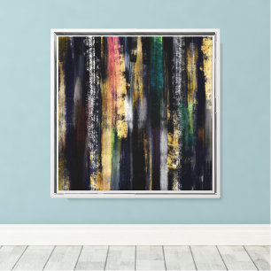 Modern Blue Gold Brushstrokes Abstract Painting Canvas Print