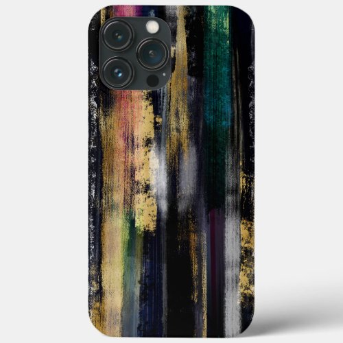 Modern Blue Gold Brushstrokes Abstract Painting iPhone 13 Pro Max Case