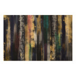 Modern Blue Gold Brushstrokes Abstract Painting Wood Wall Art