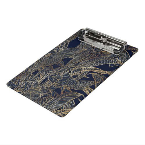 Modern Blue Gold Foliage Plant Botanical Design Mini Clipboard