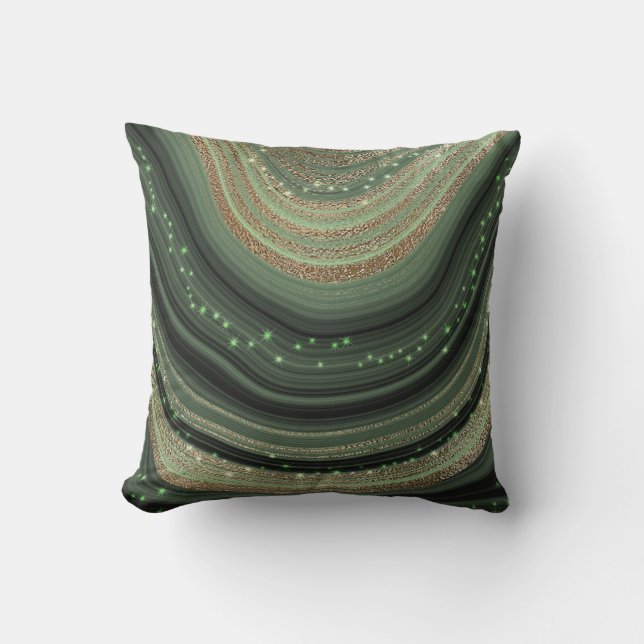 Modern Blue Gold Glitter Agate Throw Pillow (Front)