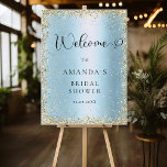 Modern Blue-Gold Glitter Bridal Shower  Foam Board<br><div class="desc">Modern Blue-Gold Glitter (Faux Glitter) Bridal Shower Foam Board with your Name & Date. Welcome your guests in sparkling style with this elegant faux glitter bridal shower foam board. Personalize it with the bride's name and event date to create a custom statement piece. (Please note: design features a printed glitter...</div>
