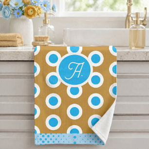 Modern Blue Gold Light Blue Circle Ring Pattern Bath Towel Set