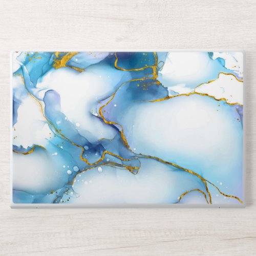 Modern Blue_Gold Marble Background HP Laptop Skin