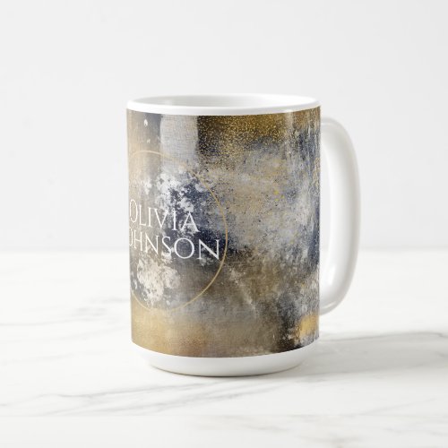 Modern Blue Gold Painting Abstract Coffee Mug