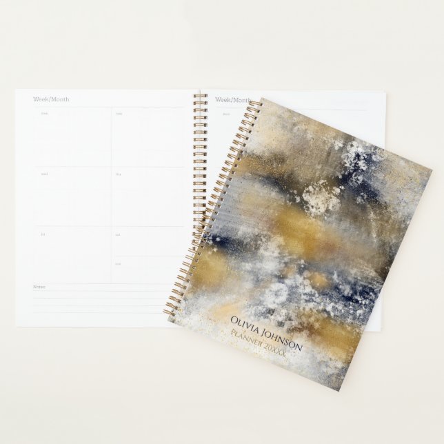 Modern Blue Gold Painting Abstract Planner (Display)