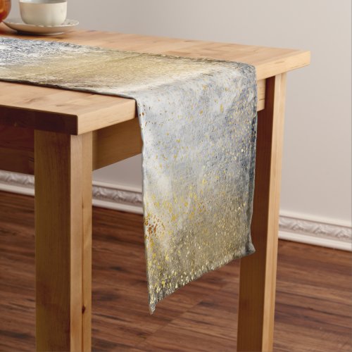 Modern Blue Gold Painting Abstract Short Table Runner