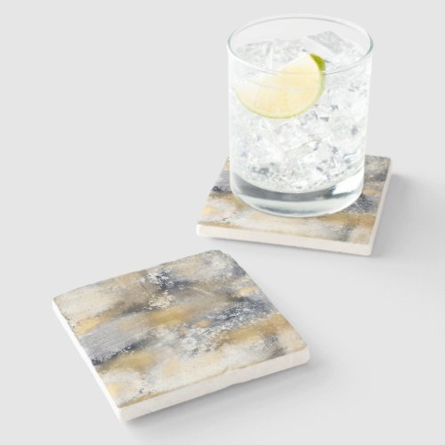 Modern Blue Gold Painting Abstract Stone Coaster