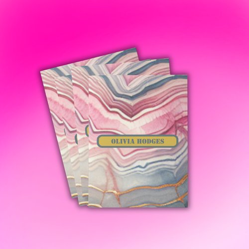 Modern Blue Gold Pink Agate Geode Monogram   Pocket Folder