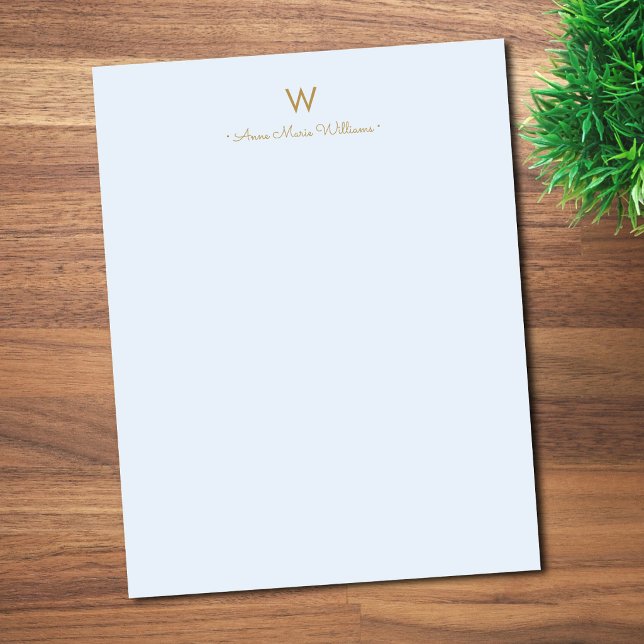 Modern Blue Gold Script Monogram Letterhead (Creator Uploaded)