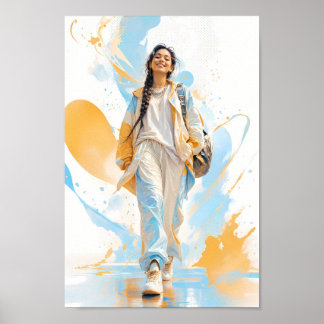 Modern Blue Gold Streetwear Vibe Poster