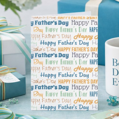 Modern Blue Gold Typography Happy Father’s Day Card