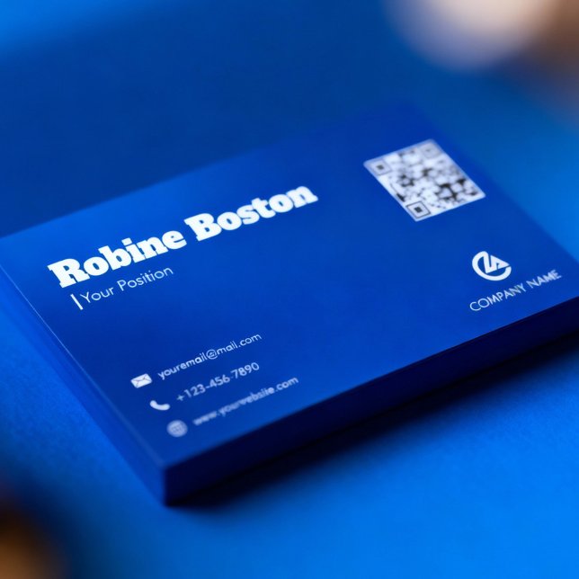Modern Blue Gradient Business Card with QR Code (Creator Uploaded)