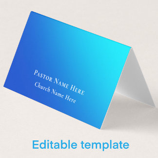 Modern Blue Gradient Custom Text QR Code Pastor Business Card