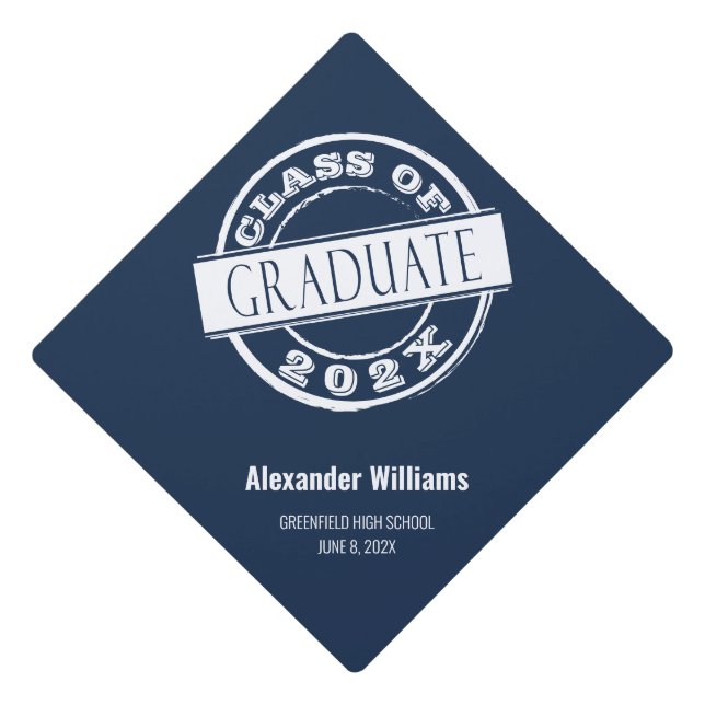 Modern Blue Graduate  Graduation Cap Topper (Front)