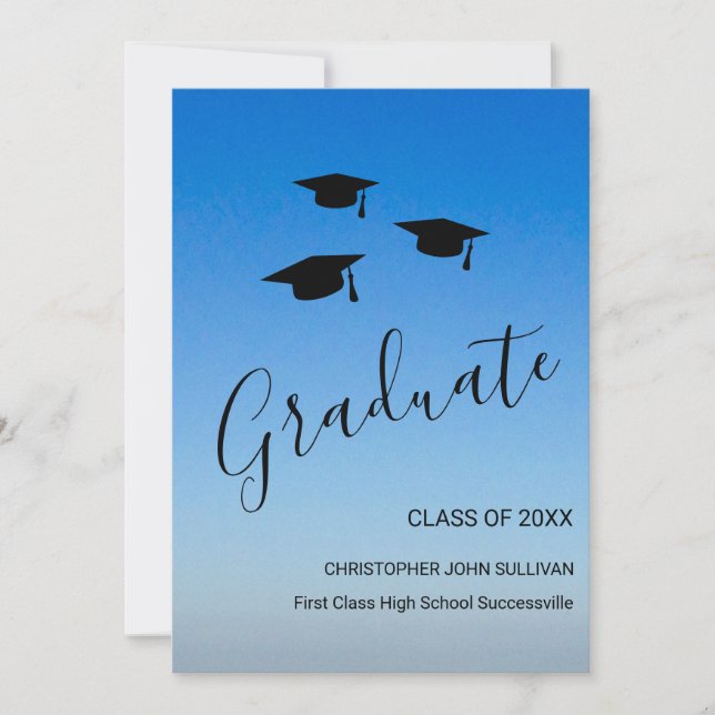 Modern Blue Graduation Announcement (Front)