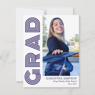 Modern Blue Graduation Announcement Flat Card