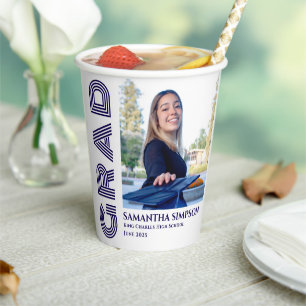 Modern Blue Graduation Announcement Paper Cups