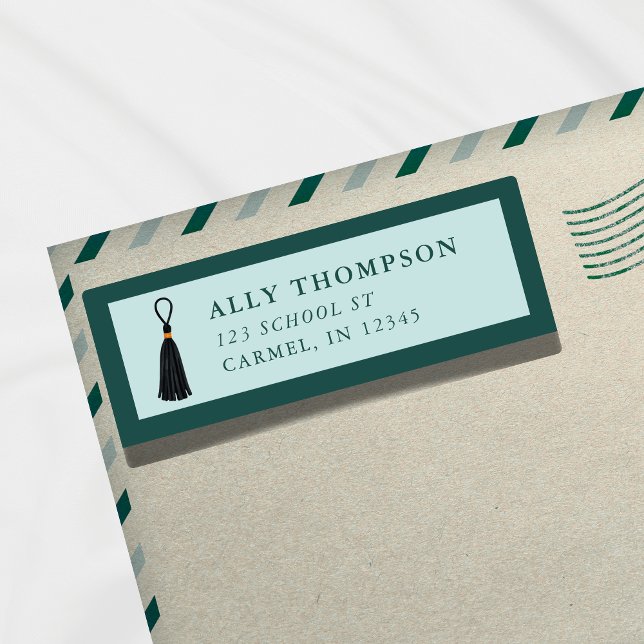 Modern Blue Graduation Cap Tassel  Label (Modern Blue Graduation Cap Tassel Label)