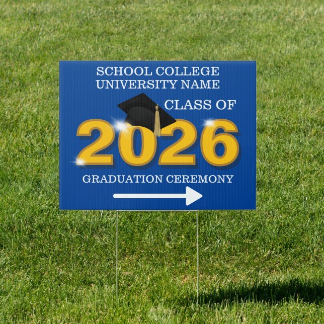 Modern Blue Graduation Ceremony Directional Lawn Sign (Insitu)