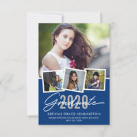 Modern Blue Graduation Class of 2020 Photo Announcement