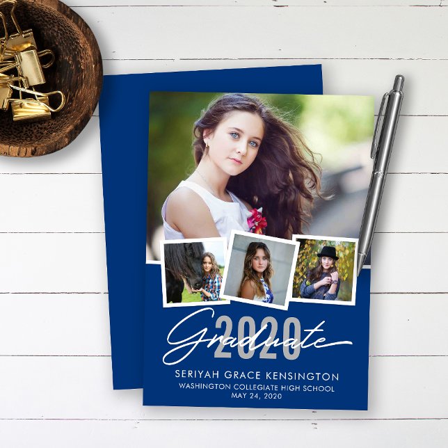 Modern Blue Graduation Class of Photo Announcement (Creator Uploaded)