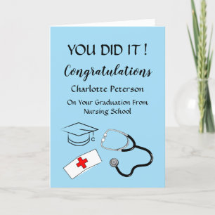 Modern Blue Graduation Nurse Congratulation Card
